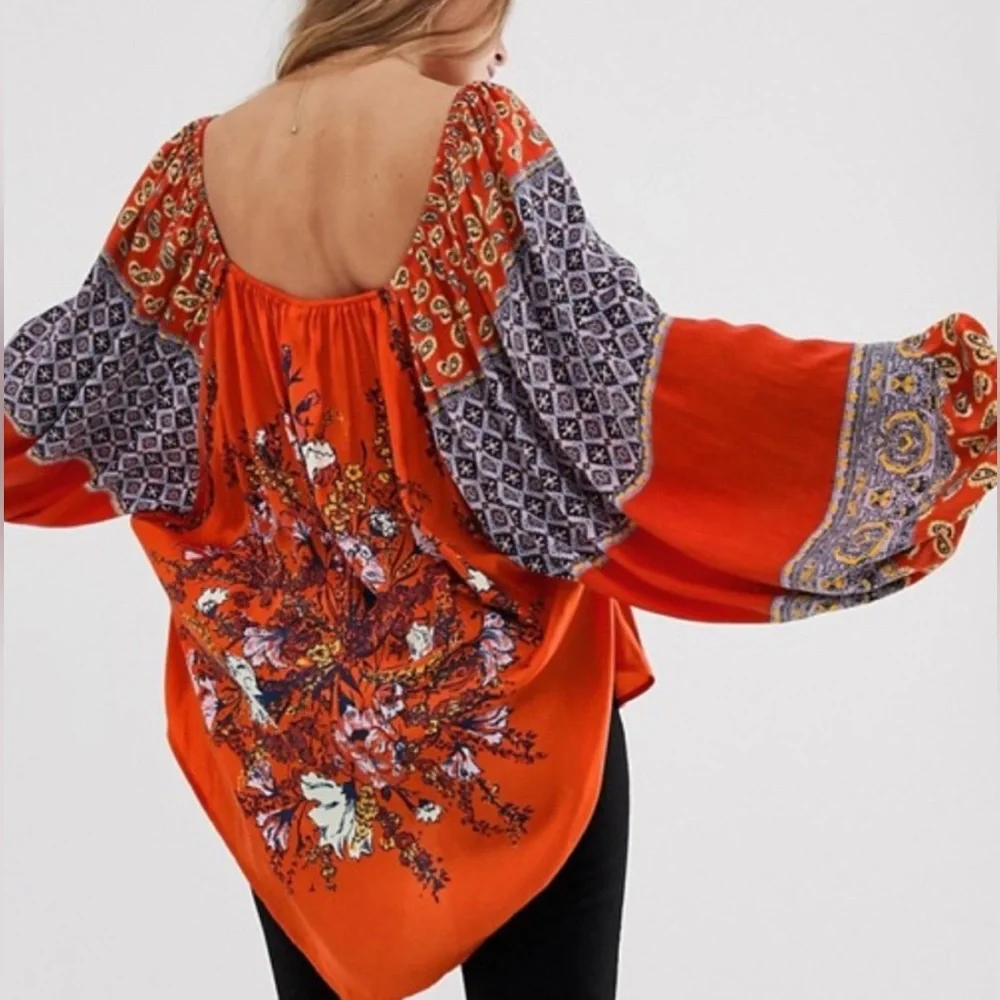 Free People Positano Printed Blouse